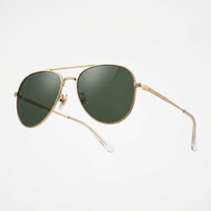 AuraCraft Horizon Aviator Polarized Sunglasses Gold Frame Green Lens