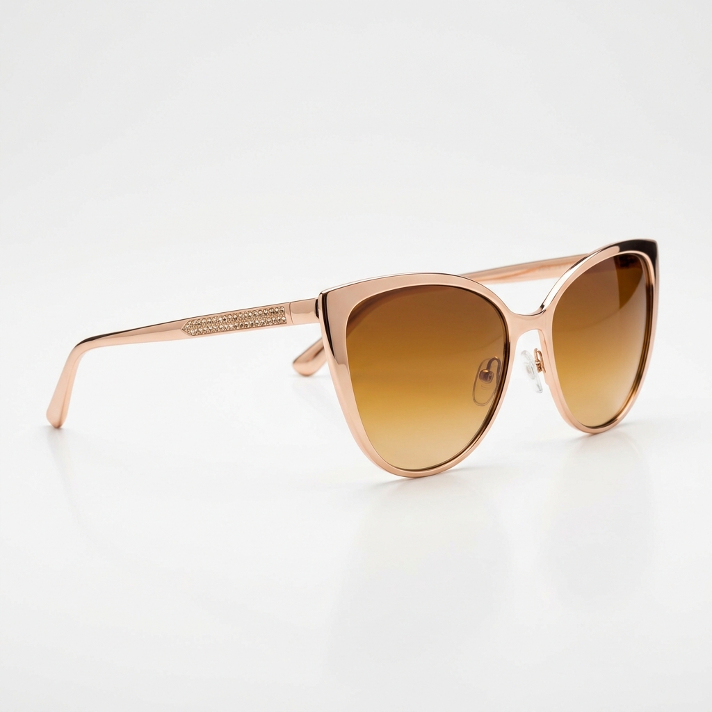 Solstice Rose Gold Cat-Eye Sunglasses Amber Gradient UV400 Lenses